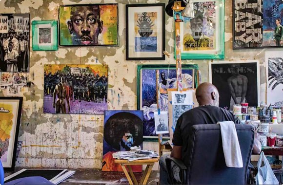 Charly Palmer in his art studio